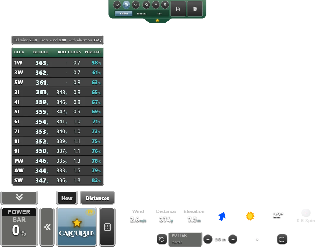 Calculator in the game's color themes: Green